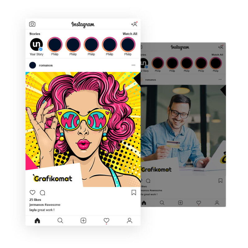 Projekt graficzny nakładki graficznej do posta Instagram