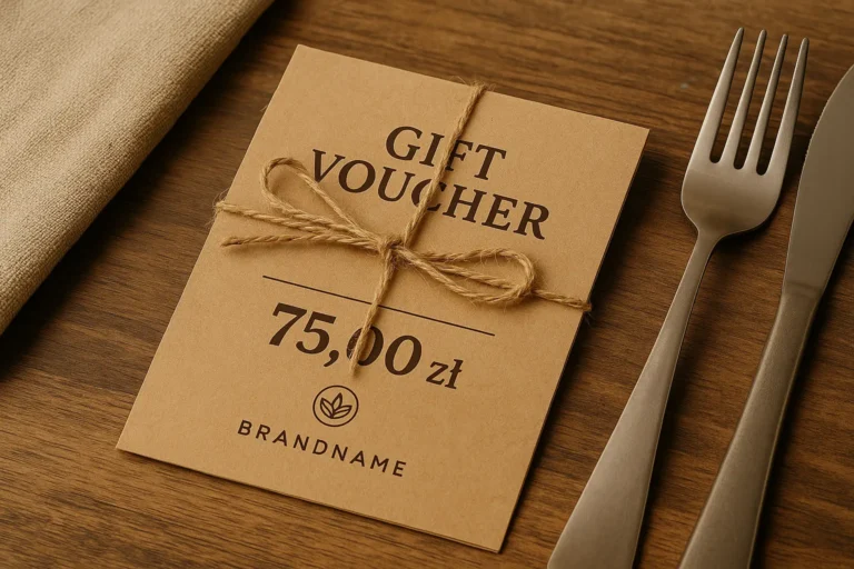 Projektowanie voucherów - Inspiracja Voucher Rustykalny dla Gastronomii