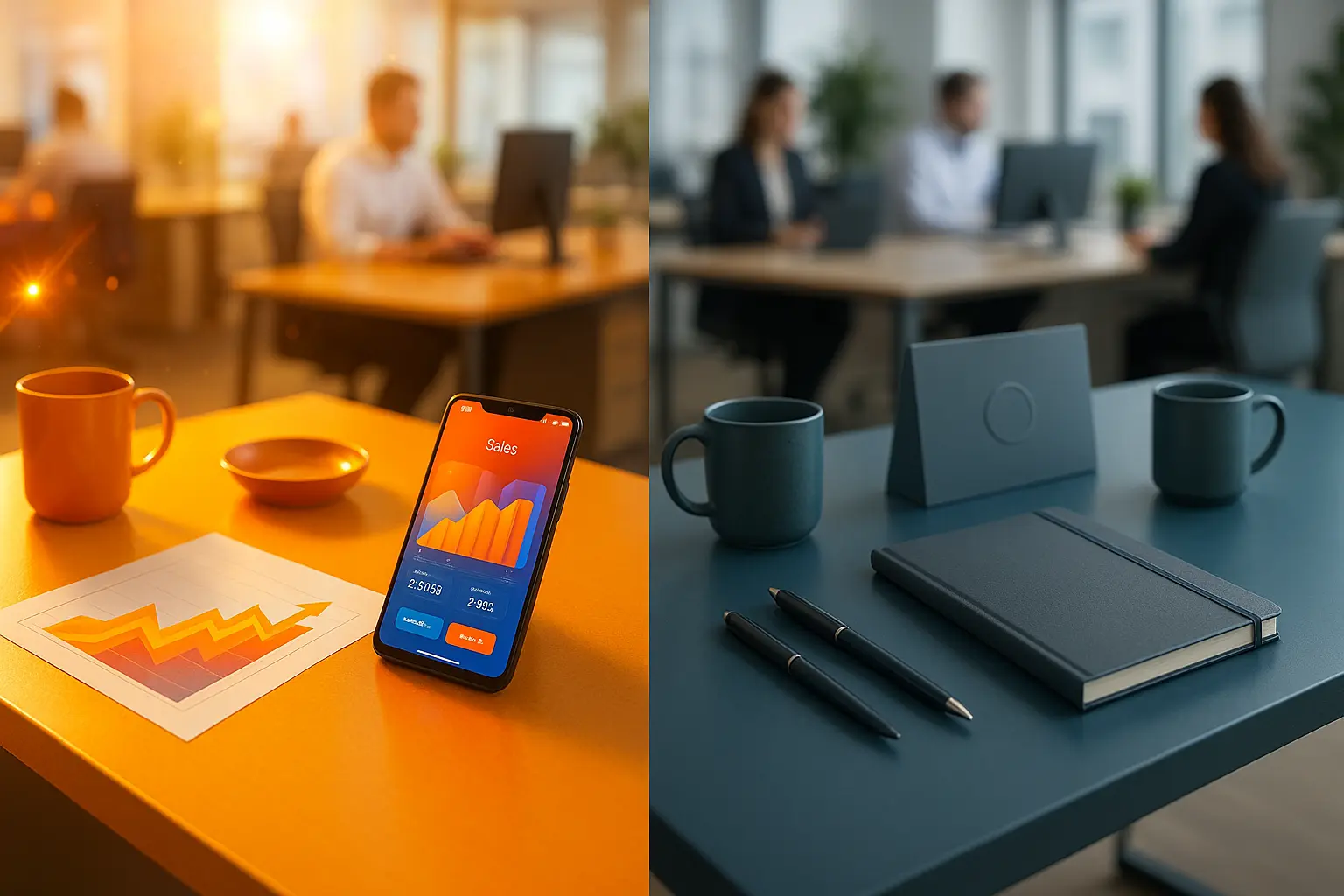 Dwa biurka: dynamika vs. stabilizacja.