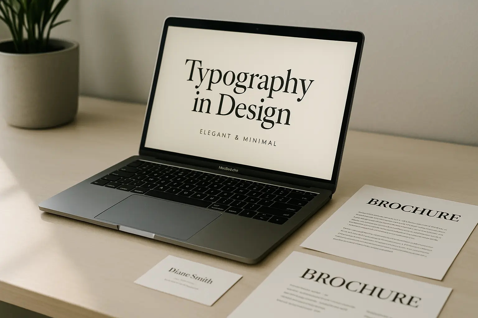 Minimalistyczne biuro z prezentacją.