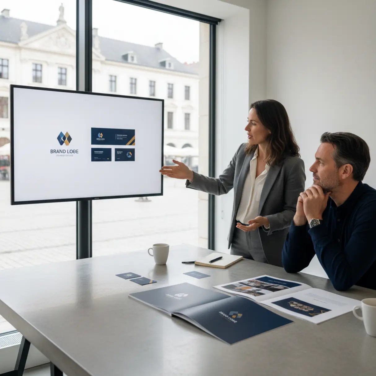 Kobieta ocenia wydruk w studio projektowym.