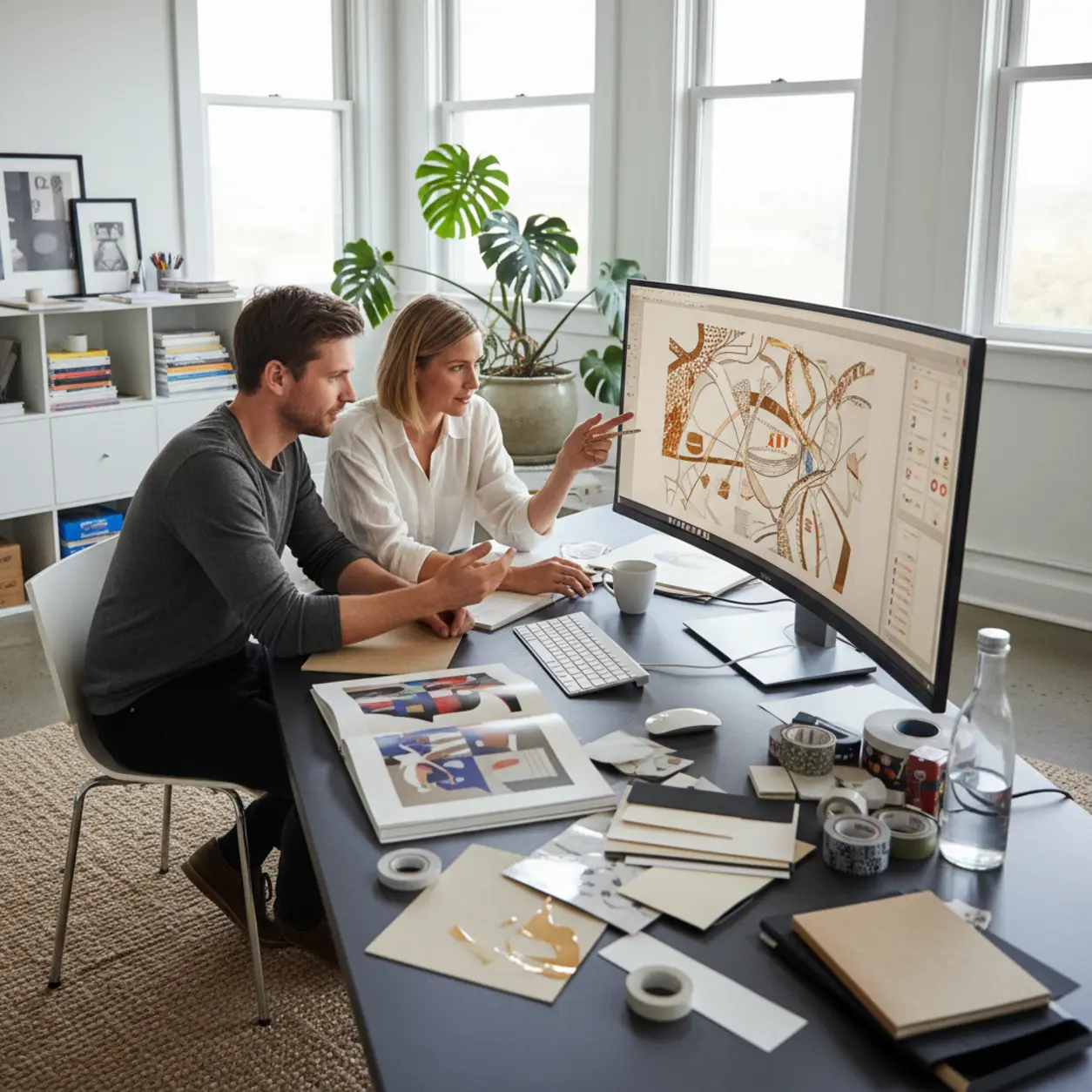 Projektanci w studio, grafika z efektami.