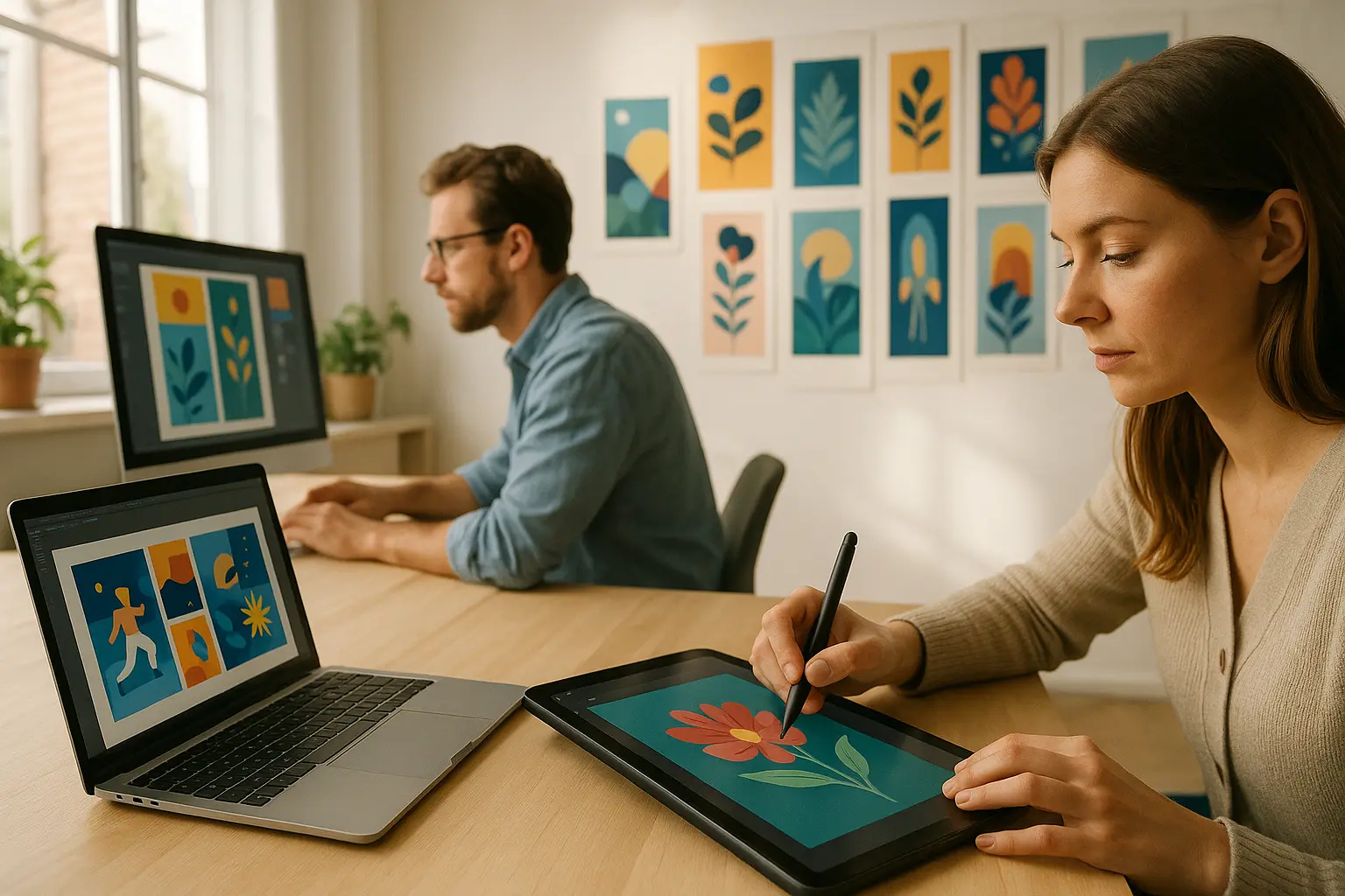 Para projektantów, praca w biurze.