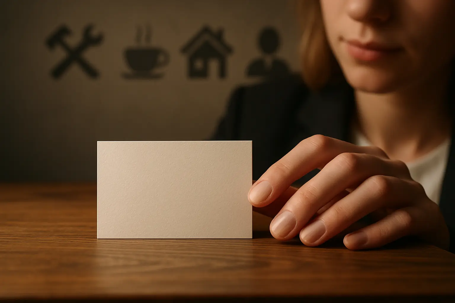 Profesjonalna wizytówka na drewnianym blacie