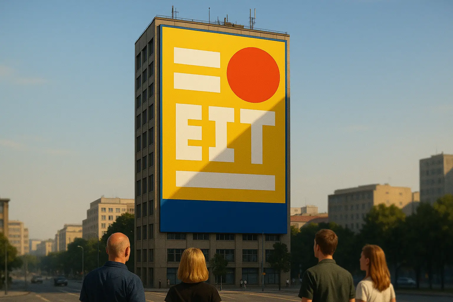 Baner reklamowy na wieżowcu.