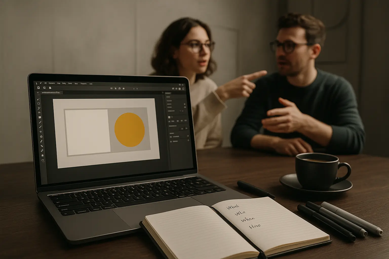 Nowoczesne biurko grafika, burza mózgów