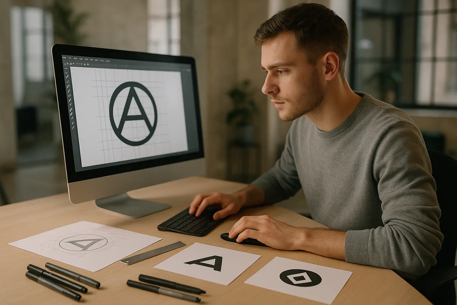 Projektant tworzy znak graficzny.
