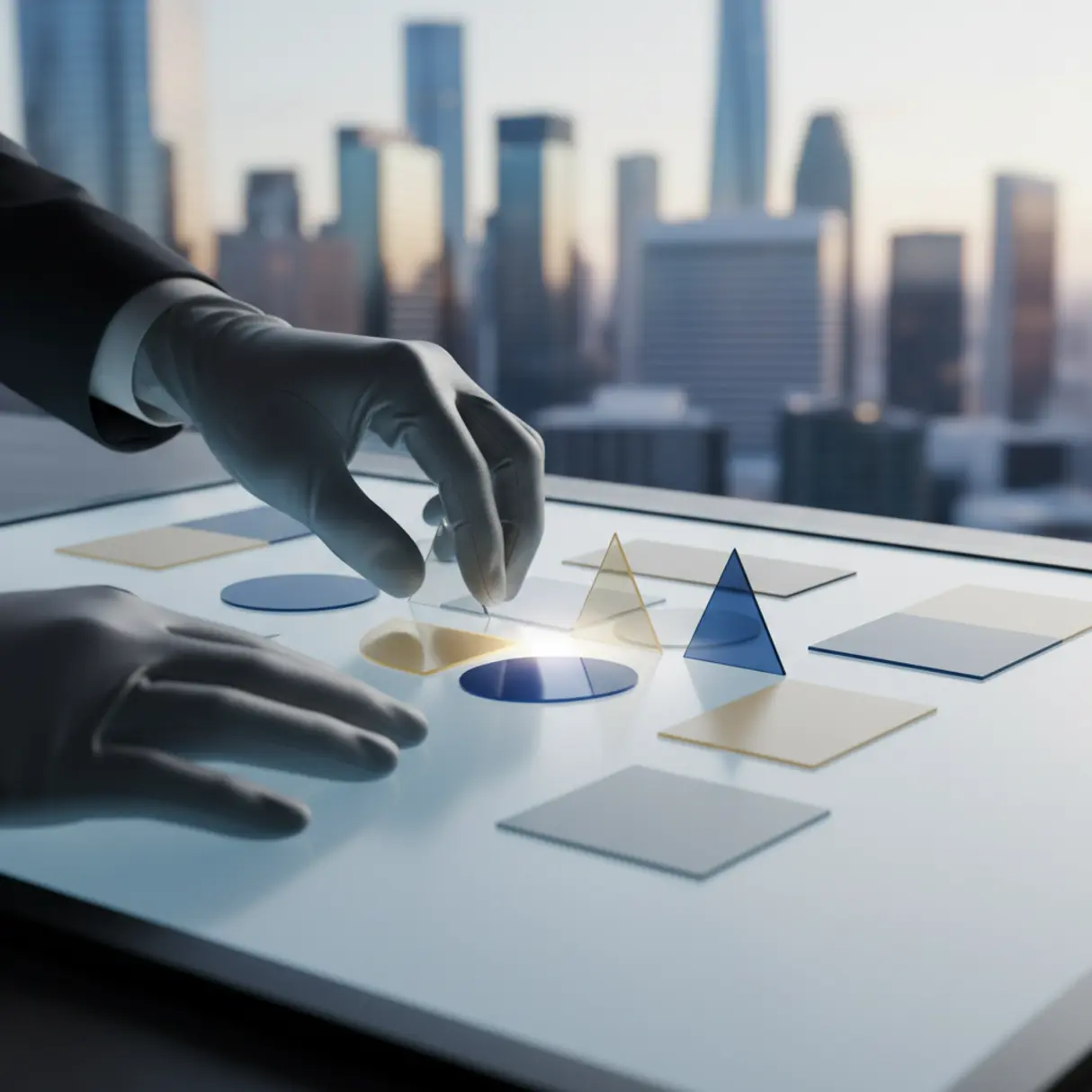 Młoda kobieta układa produkt, studio.