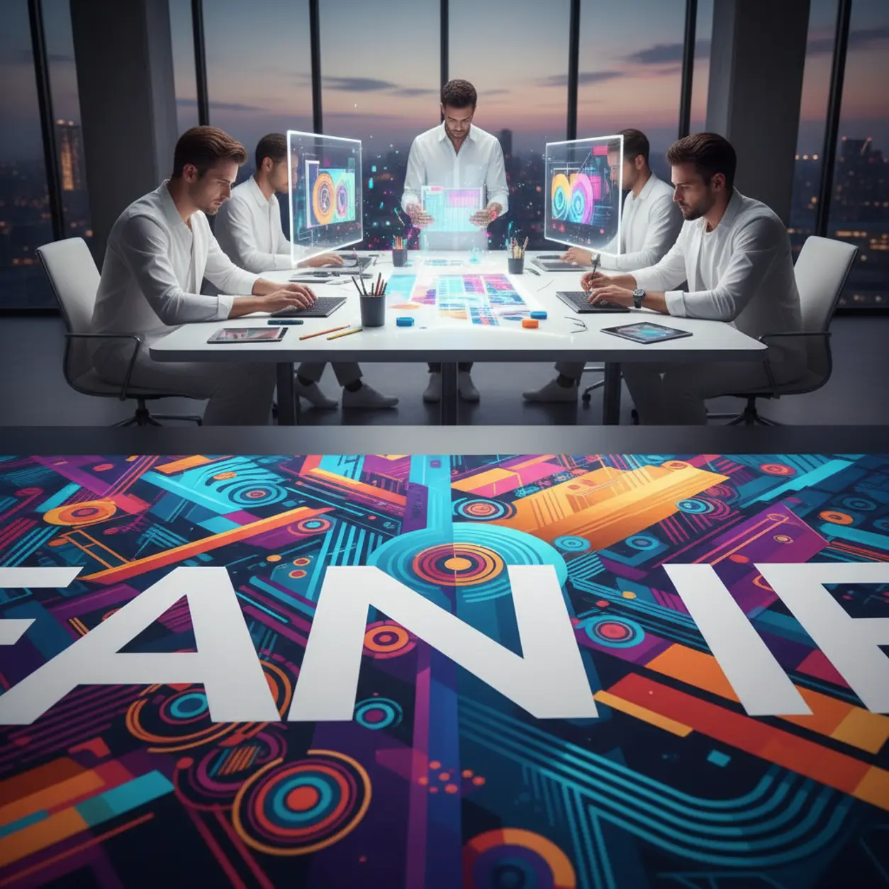 Baner reklamowy w trakcie tworzenia.