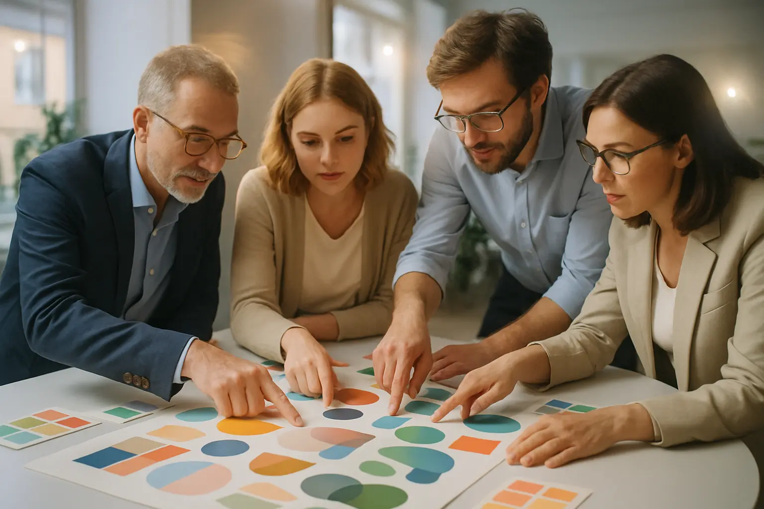 Zespół projektowy przy moodboardzie