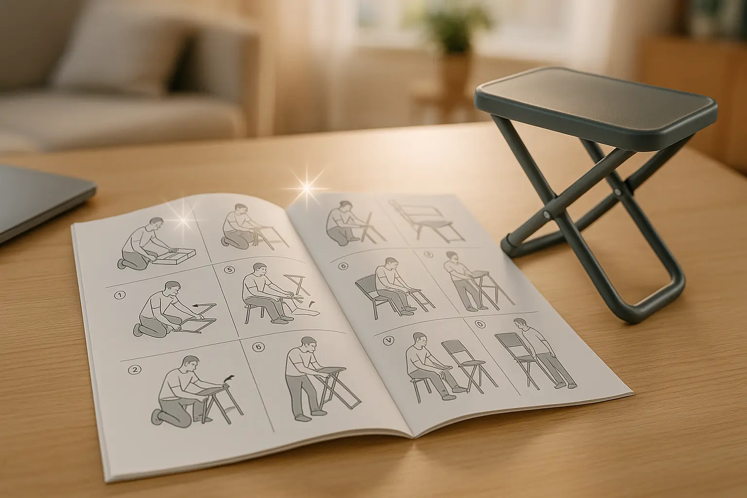 Otwarta instrukcja, nowoczesne biurko.