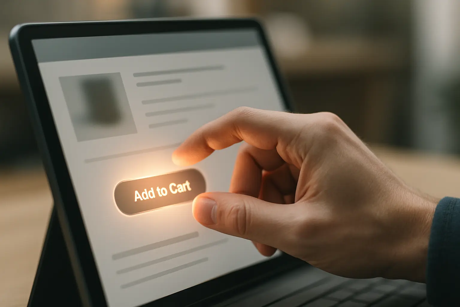 Ręka klika Dodaj do koszyka.