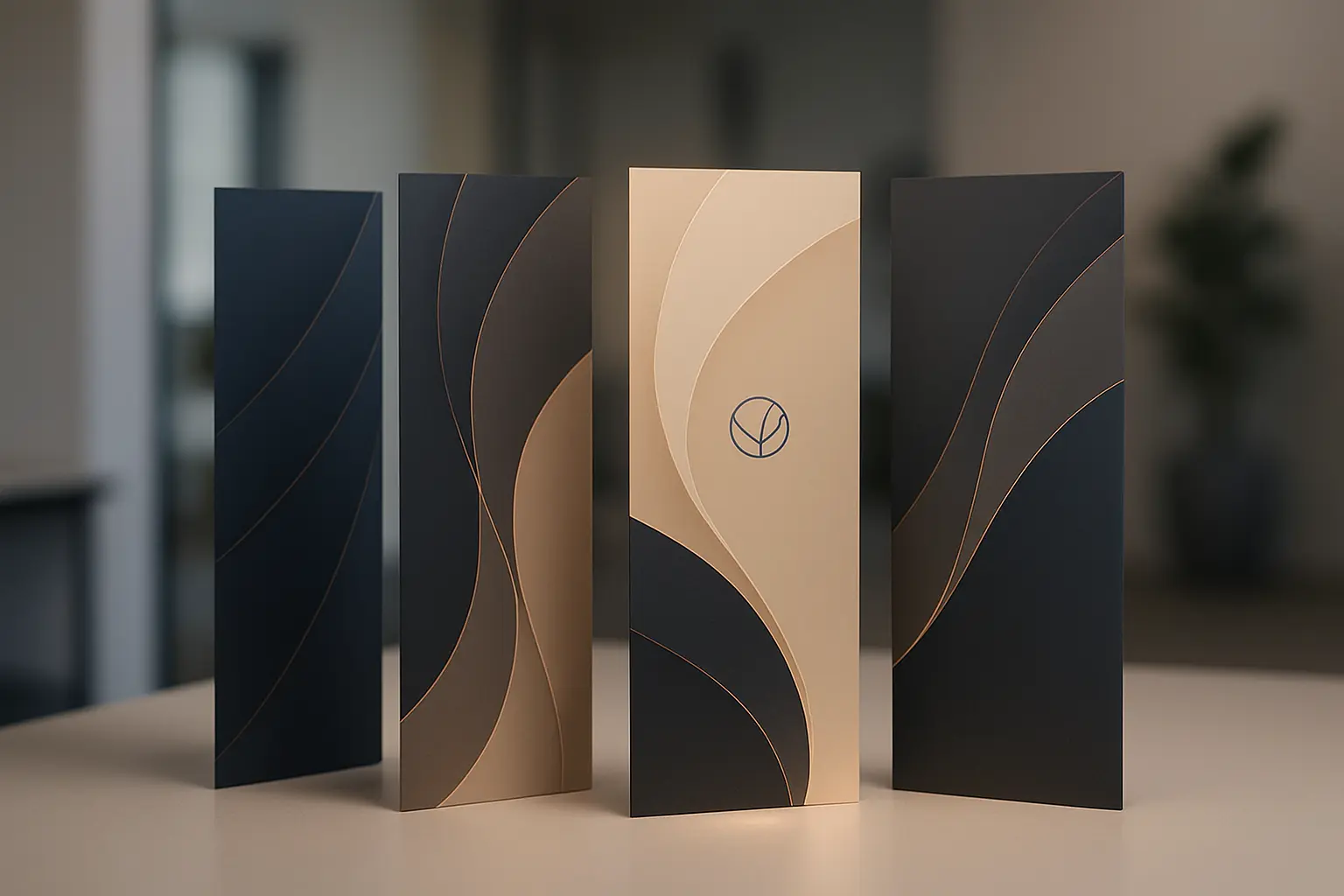 Eleganckie banery graficzne w minimalistycznym otoczeniu.