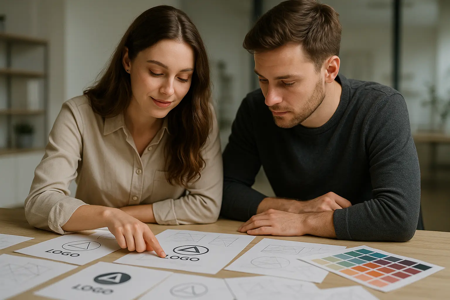 Projektanci logo w biurze.