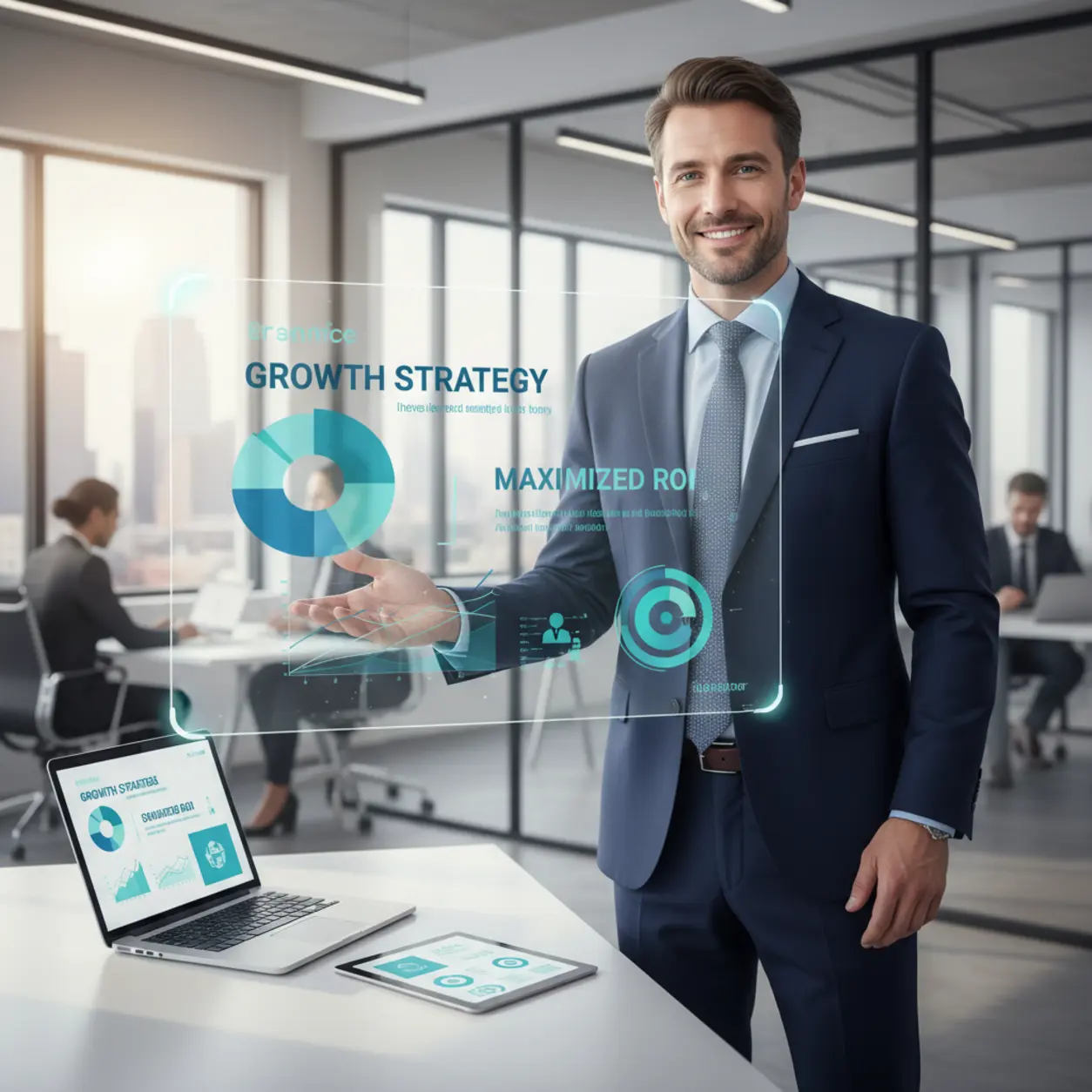 Profesjonalny sprzedawca prezentuje ofertę.