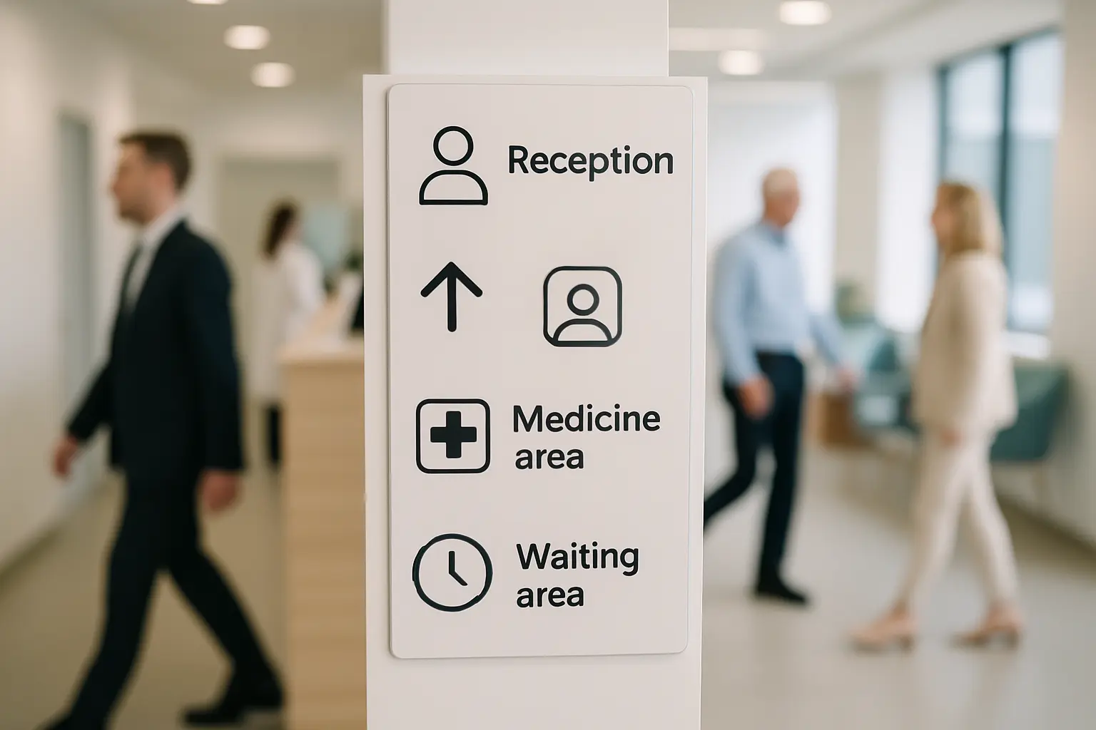 Nowoczesna recepcja z informacjami.