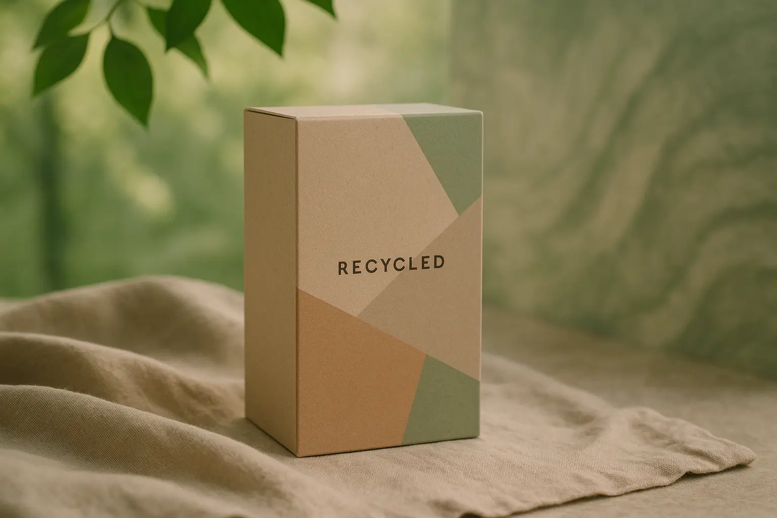 Minimalistyczne opakowanie z recyklingu w naturze.