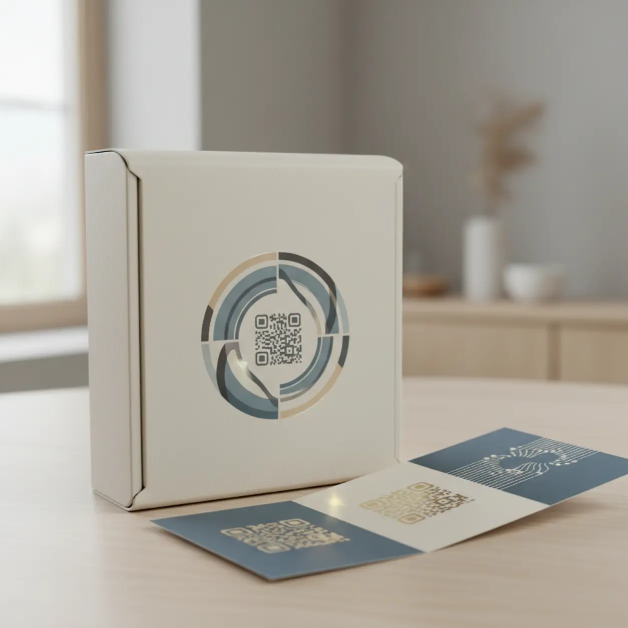 Nowoczesne opakowanie z dyskretnym kodem QR.