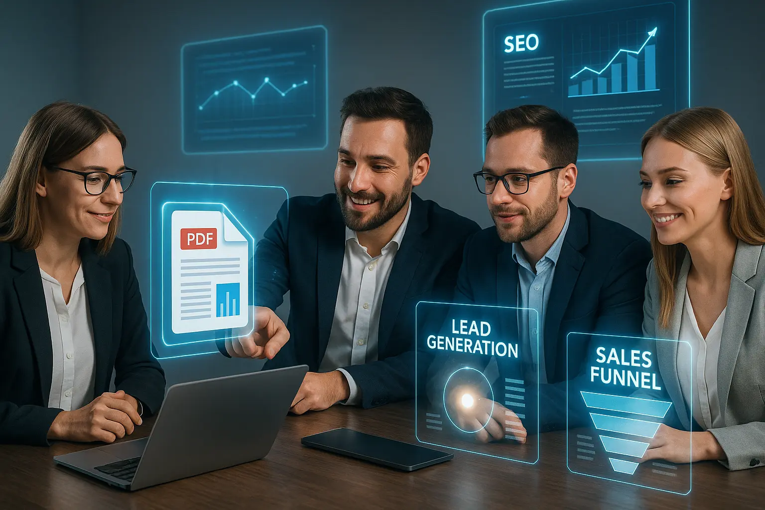 Profesjonaliści pracują nad strategią cyfrowego marketetingu.