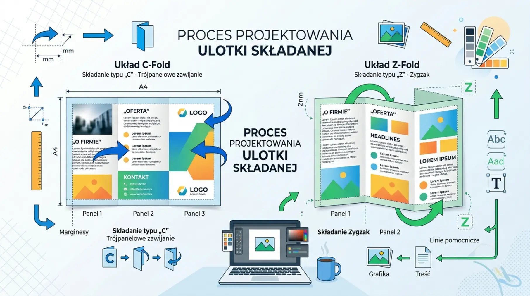 Ulotka składana w C czy w Z? Jak rozplanować treść i nie pomylić kolejności paneli