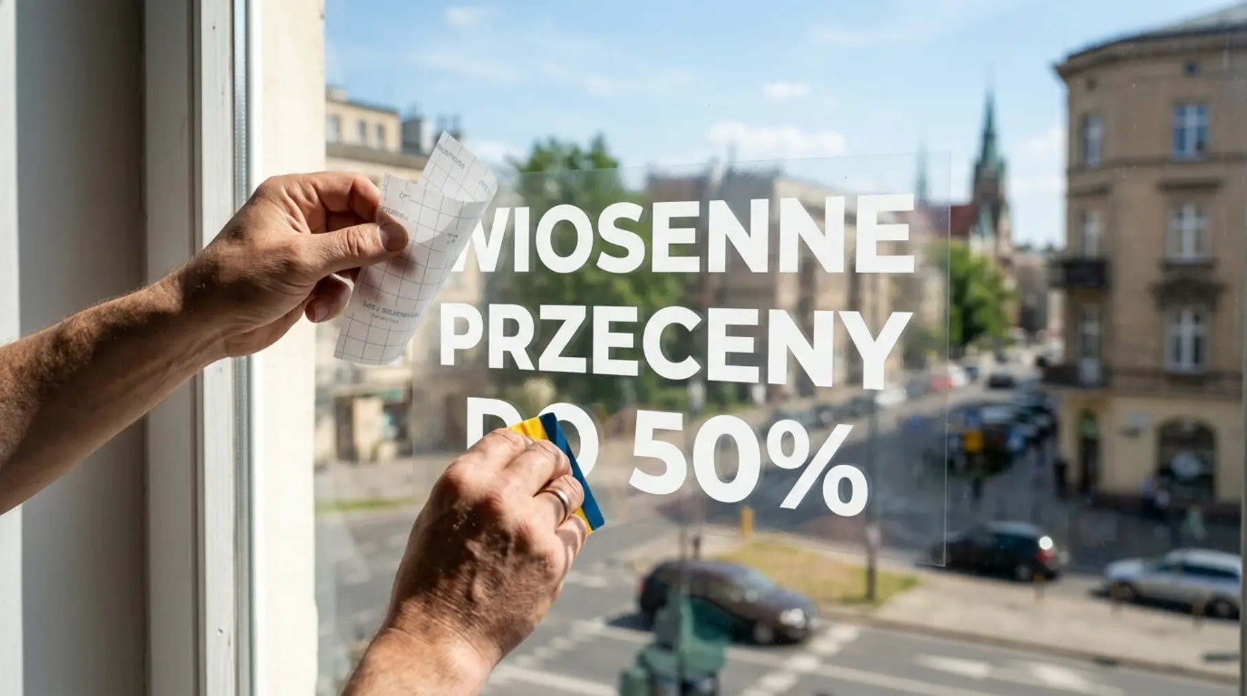Naklejka na szybę od wewnątrz: kto odwraca grafikę i jak uniknąć napisu na opak?