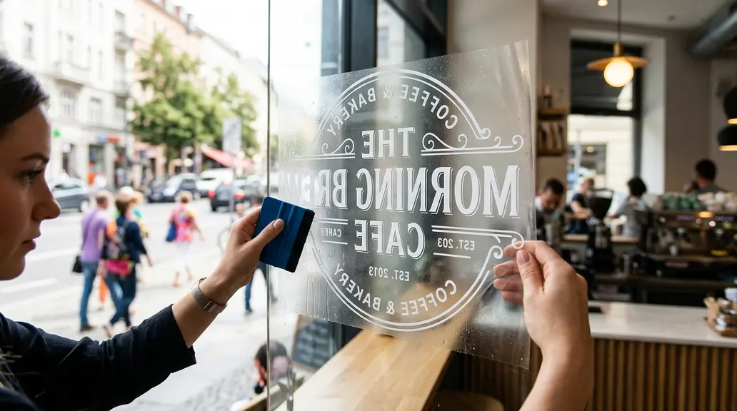 Naklejka na szybę od wewnątrz: kto odwraca grafikę i jak uniknąć napisu na opak?